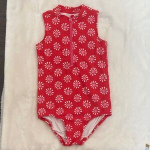 Primary Red and Pink Patterned Swimsuit Rashguard tank